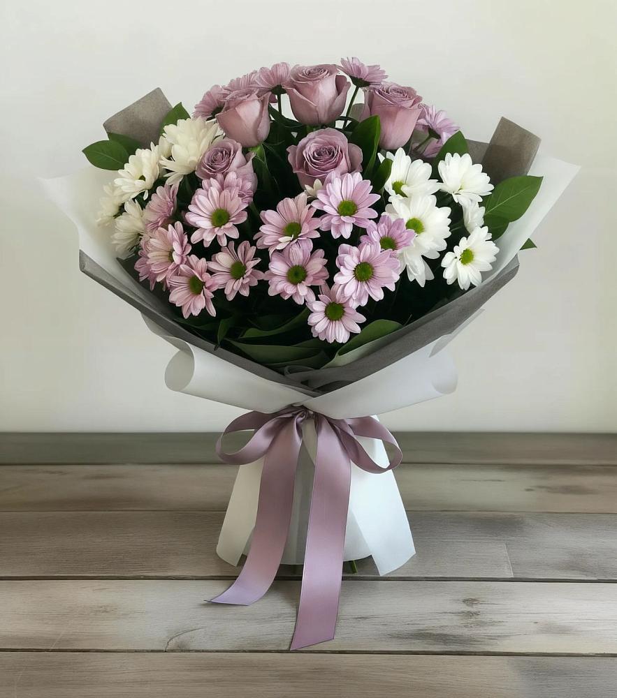 Букет цветов из: Хризантемы и Розы в Коркмаскале