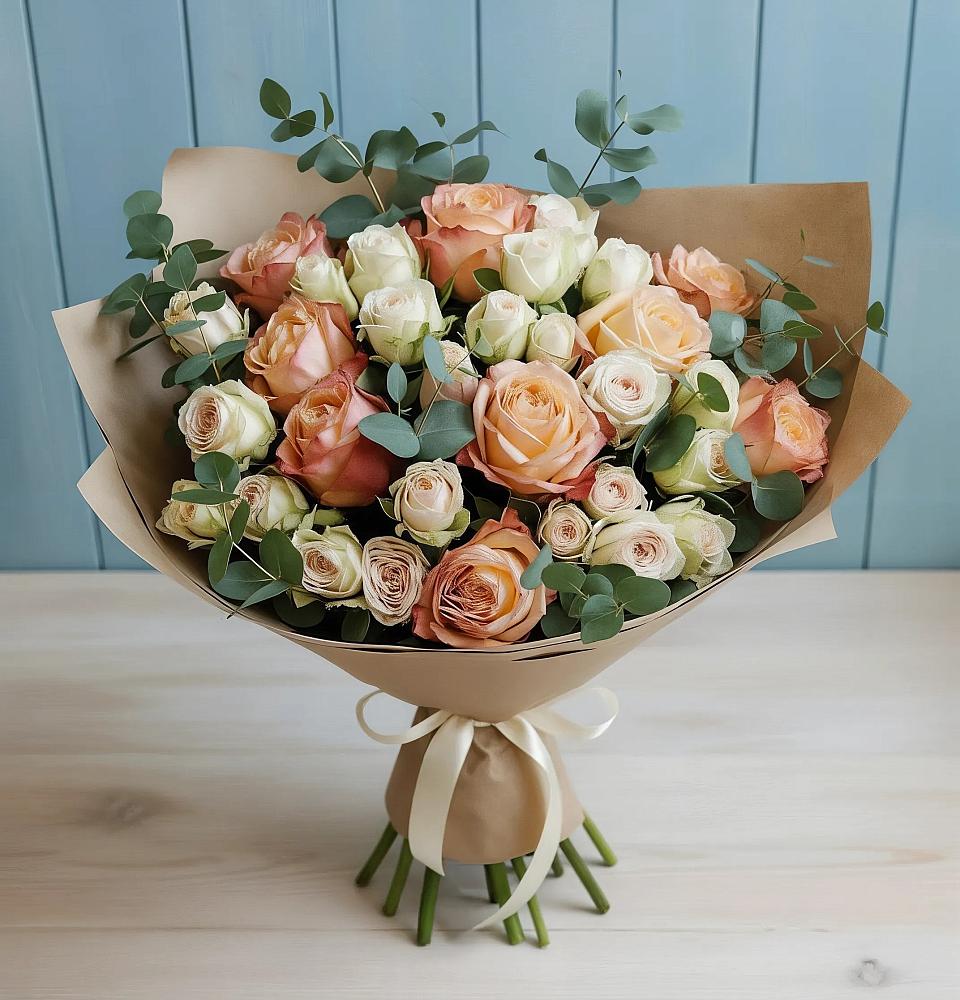 Букет цветов из: Альстромерии и Розы в Коркмаскале