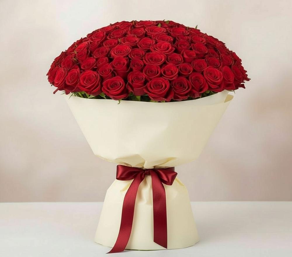 Букет 101 Красная роза Милано в Коркмаскале