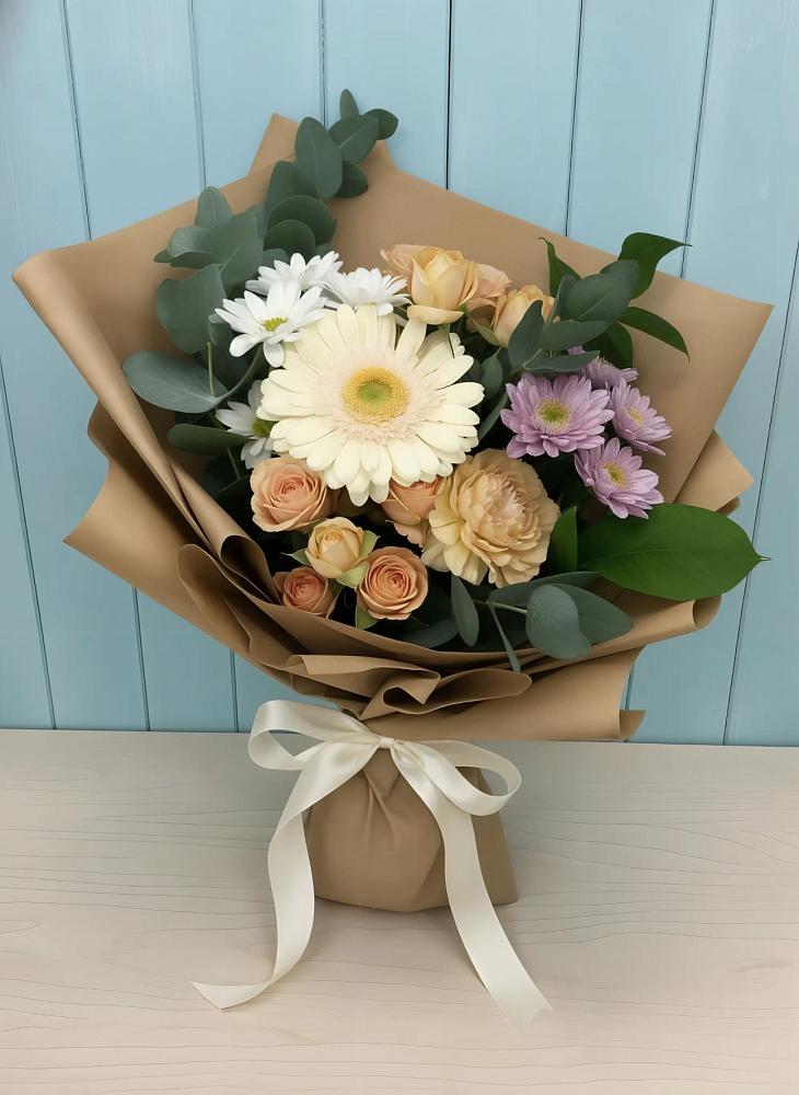 Букет цветов из: Герберы и Хризантемы в Коркмаскале