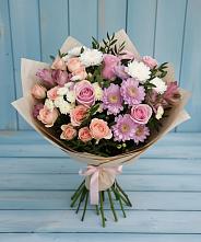 Букет цветов из:  Хризантемы, Розы и Альстромерии #REPLACE_PRED# Коркмаскале