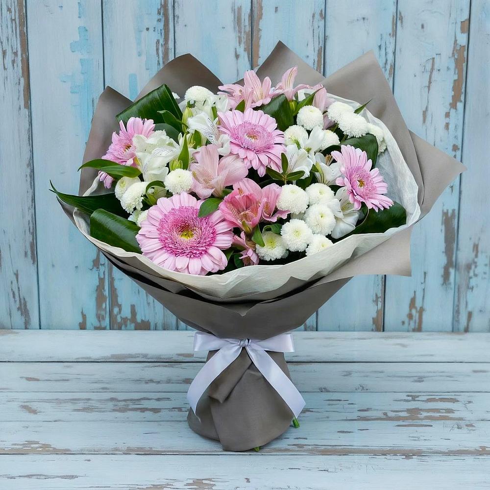 Букет цветов из: Герберы, Альстромерии и Хризантемы в Коркмаскале
