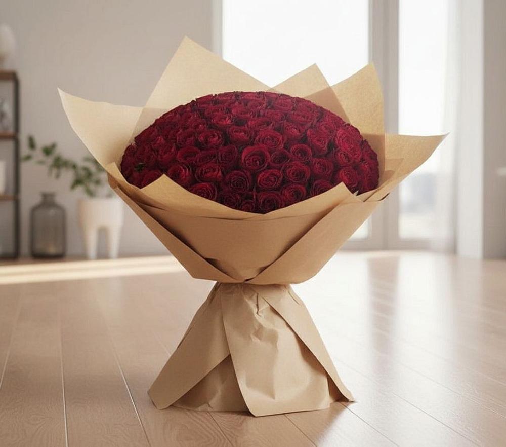 Букет 101 Красная роза в Коркмаскале
