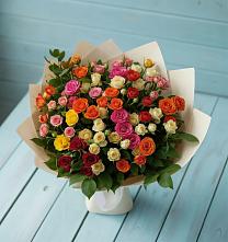Букет Микс из разноцветных кустовых роз #REPLACE_PRED# Коркмаскале